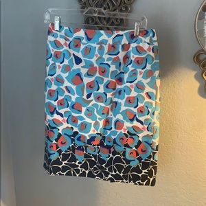 Blue and white printed skirt